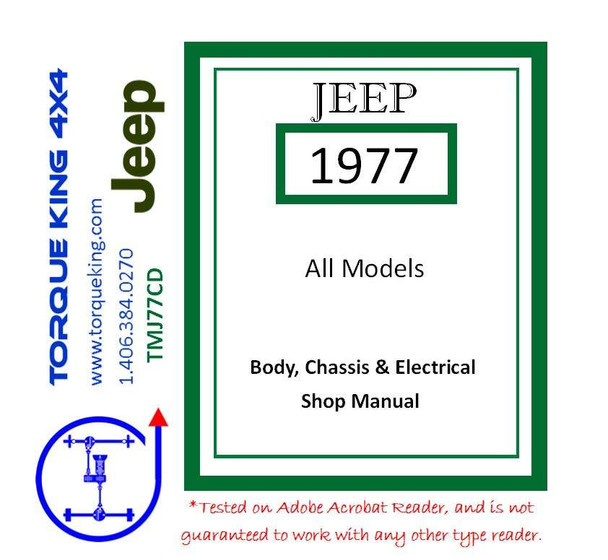 TMJ77CD 1977 Jeep All Models Factory Service Manual on CD Torque King 4x4