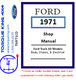 TMF71CD 1971 Ford Factory Shop Manual on CD for Truck Torque King 4x4