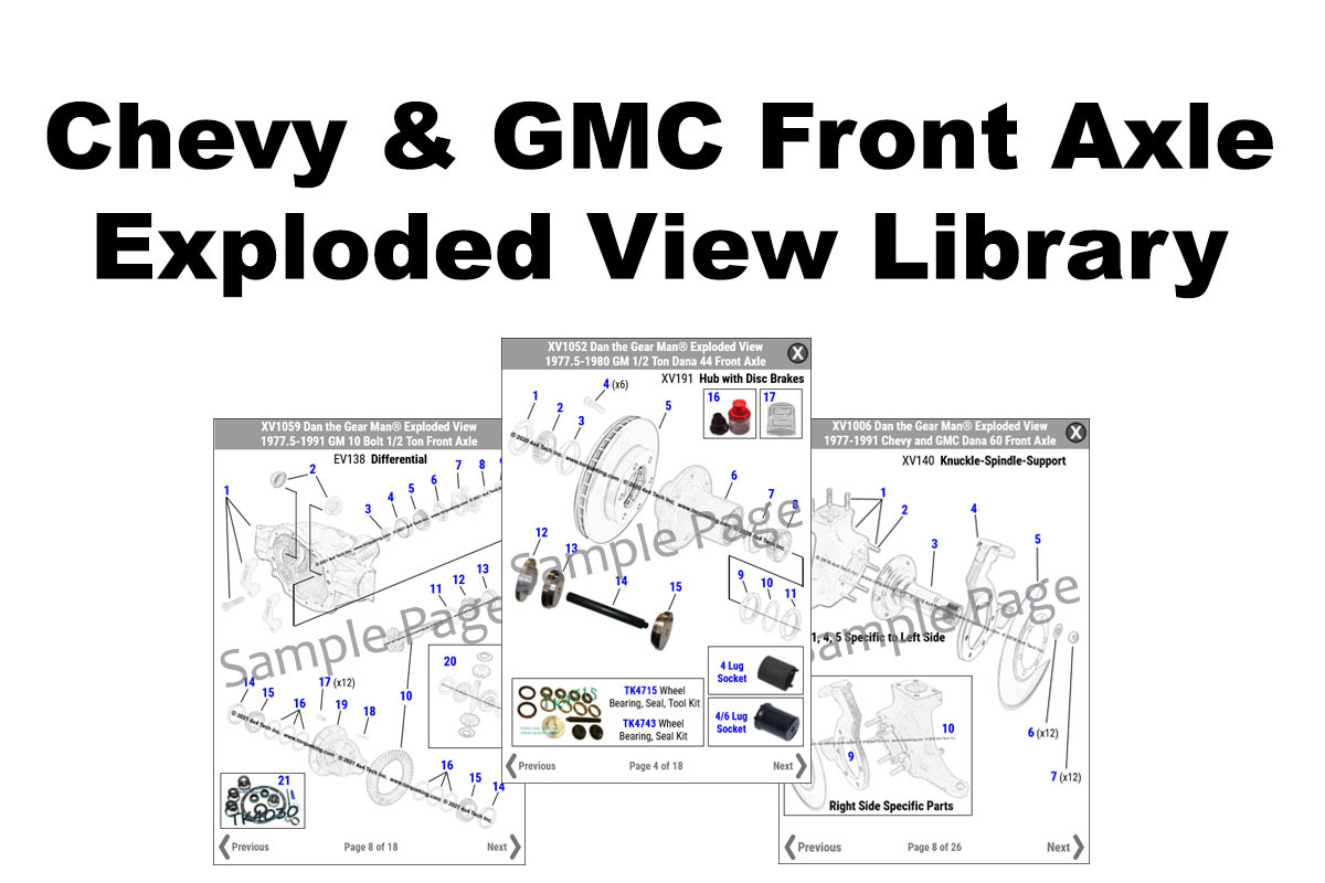 Chevy and GMC 4x4 Front Axle Exploded Views