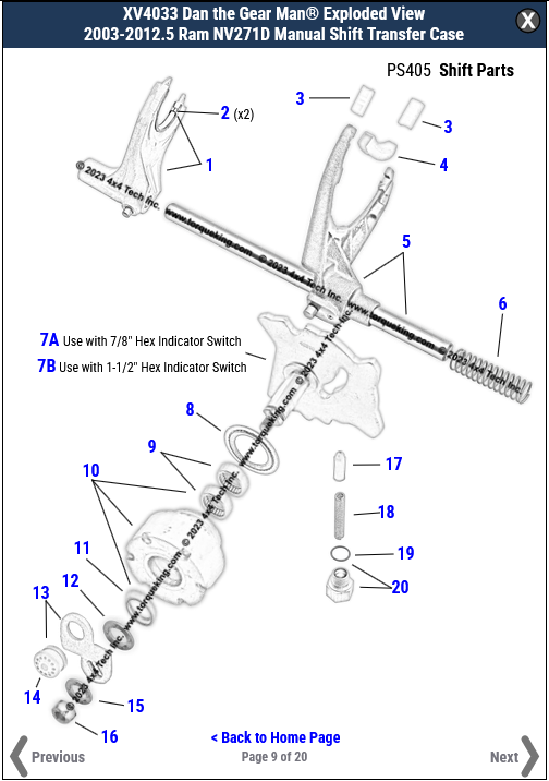 New Exploded View for 20032012.5 Dodge Ram Manual Shift NV271D