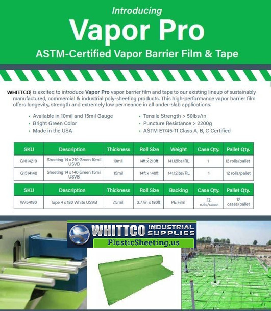 Vapor Pro Vapor Barrier plastic sheeting 15 Mil Green  G1514140