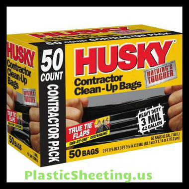 Husky 42 Gallon Contractor Clean-Up 3-Mil Trash Bags (50-Count)