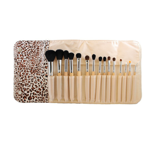 Morphe 15 Piece Wooden Handle Set W / Cheetah Snap Case-image1