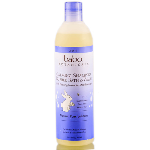 Babo Botanicals 3 in 1 Lavender Meadowsweet Bubble Bath, Shampoo, and Wash