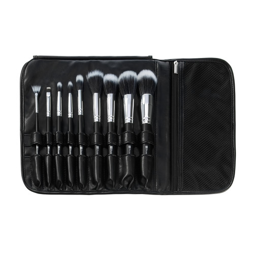 BH Cosmetics Dual Fiber 9 Piece Brush Set with Black Brush Roll