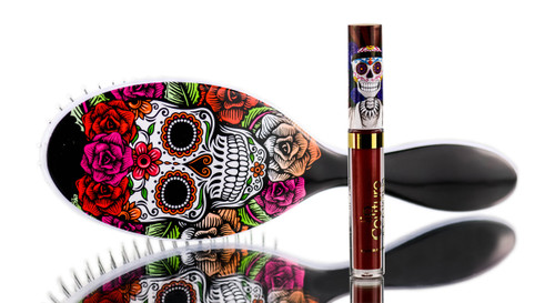 Sleekhair Red Rose Sugar Skull Brush & Lip Set-image1