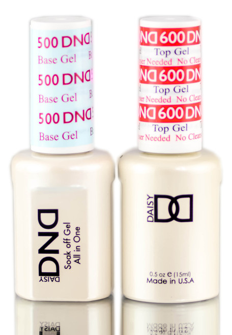 Daisy DND 500 Base Gel & 600 Top Gel (NO CLEANSER NEEDED) DUO SET, Soak off Gel All In One Base & Top Coat KIT for Nails