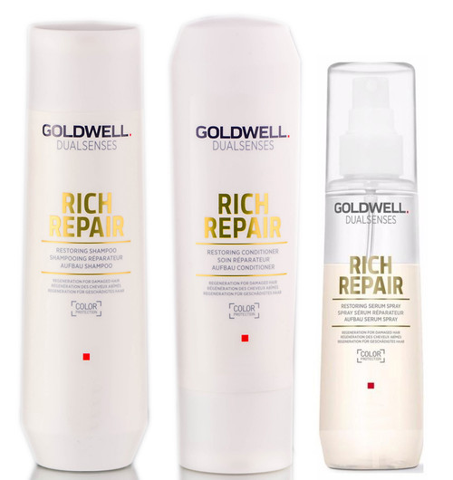 Goldwell Kit -Dualsenses Rich Repair Restoring Shampoo & Conditioner & Serum Spray-image1