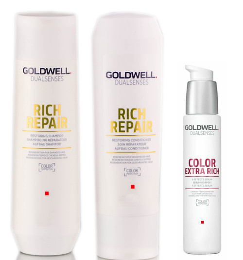 Goldwell Kit -Dualsenses Rich Repair Restoring Shampoo & Conditioner & 6 Effect Serum-image1