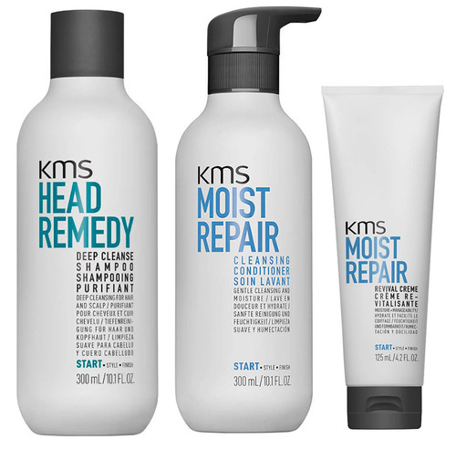 KMS Set - Deep Cleanse Shampoo & Moist Repair Cleansing Conditioner & Revival Cream-image1