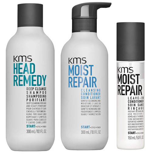 KMS Set - Deep Cleanse Shampoo & Moist Repair Cleansing Conditioner & Leave-in Conditioner-image1