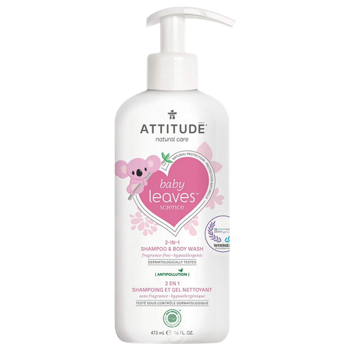 Attitude Baby Leaves 2-in-1 Shampoo & Body Wash Unscented Tear-Free Sensitive Skin-image1