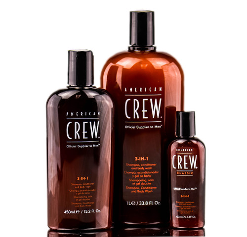 American Wash 3-in-1 Crew Shampoo, Classic Conditioner, Body