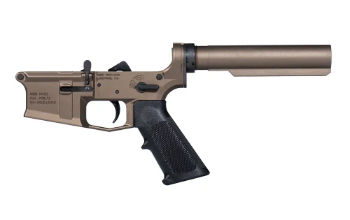M4E1 Carbine Complete Lower Receiver w/ A2 Grip, No Stock - Kodiak Brown Anodized