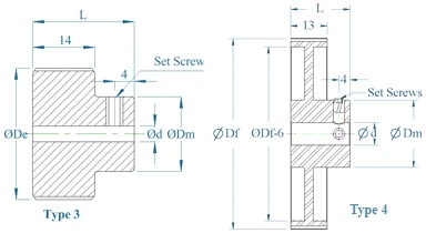 3M Pulley Drawing Type 3 and 4