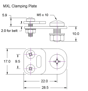 MXL Clamping Plate dimensions MXL Clamping Plate Dimensions