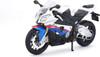 Maisto BMW S 1000 RR White with Blue and Red Stripes with Plastic Display Stand 1/12 M31191-32702