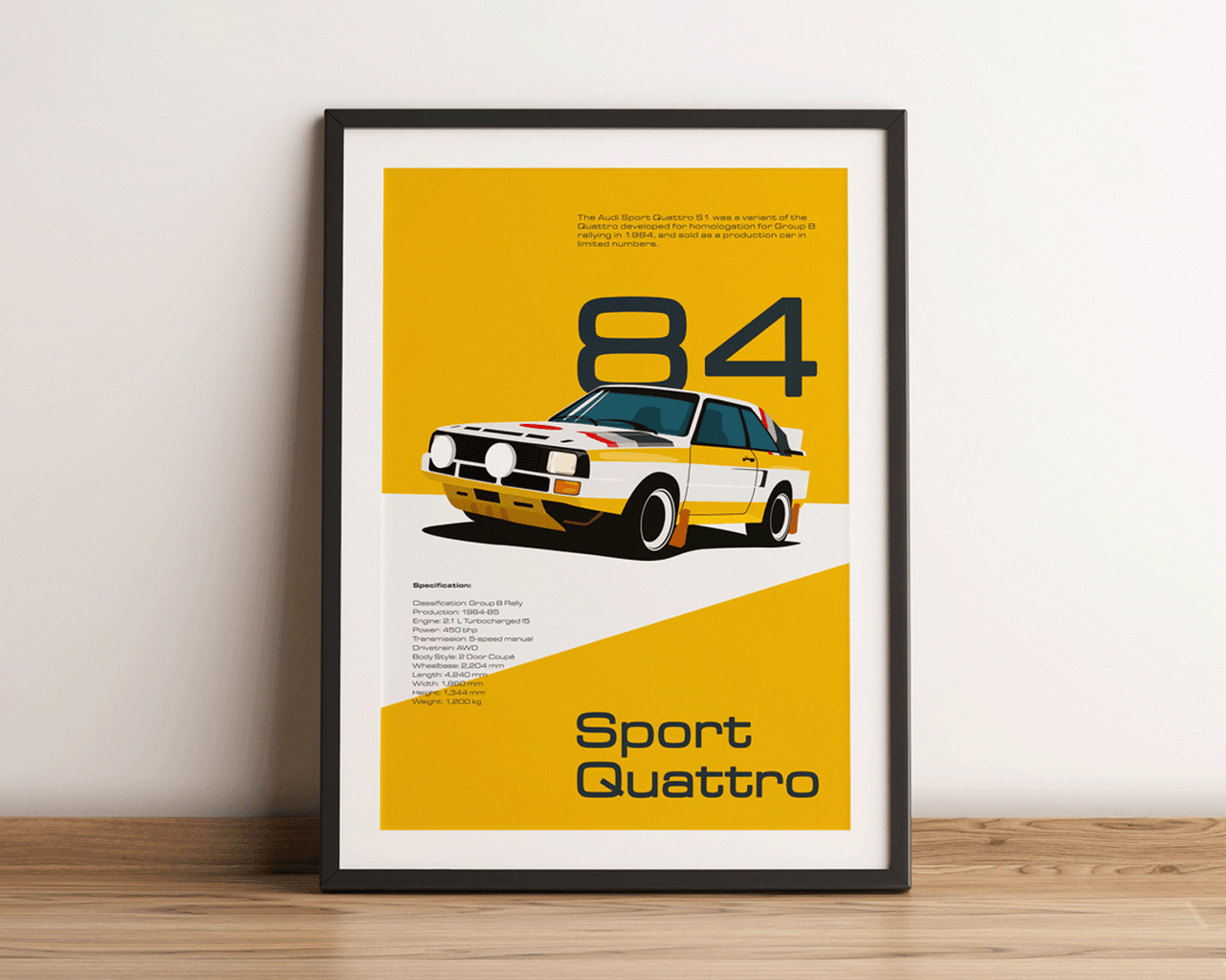 Audi Quattro Poster 'Technical' - A3