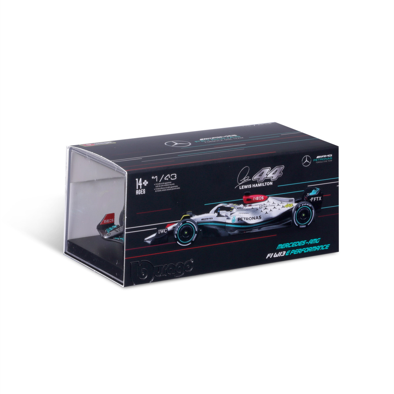 Bburago Mercedes F1 Lewis Hamilton W13 E Performance #44 (Lewin) 2022  Season Model Car 1/43 B18-38065H - Car Model Store