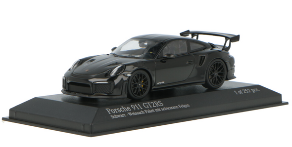 Minichamps Porsche 911 (991.2) GT2RS - 2018 - Black (Weissachpaket) Black Wheels 1/43 Scale Model Car 410067290