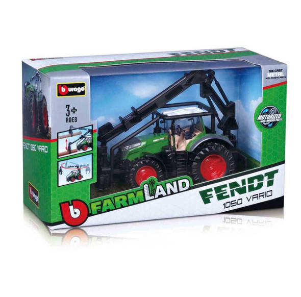 Bburago 10cm Fendt 1050 Vario Tractor With Front Loader Log Loader And 3 Logs B18-31670