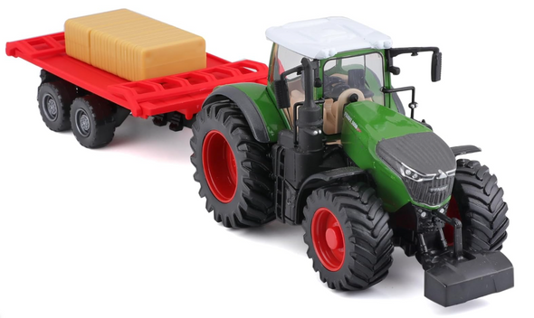 Bburago 10cm Fendt 1050 Vario Tractor Model With Bale Trailer Toy B18-31674