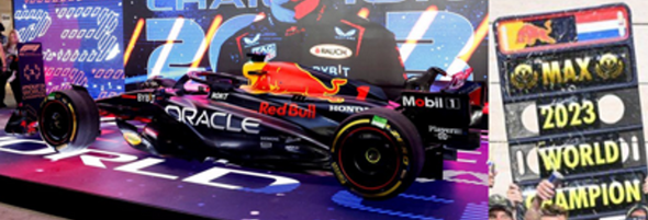 Spark Models Oracle Red Bull Racing RB19 No.1 Oracle Red Bull Racing 2nd Sprint Race Qatar GP 2023 Max Verstappen 1/18