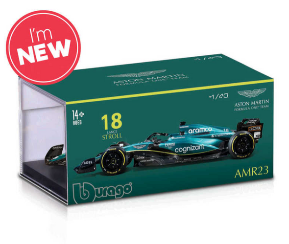 Bburago F1 Aston Martin 2023 AMR23 #18 Lance Stroll With Helmet 1/43 Model Car B18-38091S