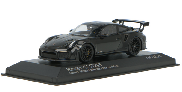 Minichamps Porsche 911 (991.2) GT2RS - 2018 - Black (Weissachpaket) Black Wheels 1/43 Scale Model Car 410067290