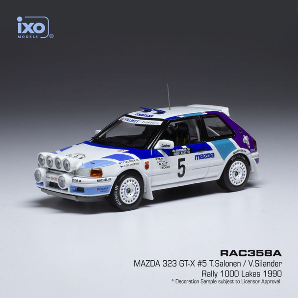 IXO Mazda 323 GTX #5 Mazda Rally Team Europe 1000 Lakes Rallye 1990 w/Lights T.Salonen 1/43