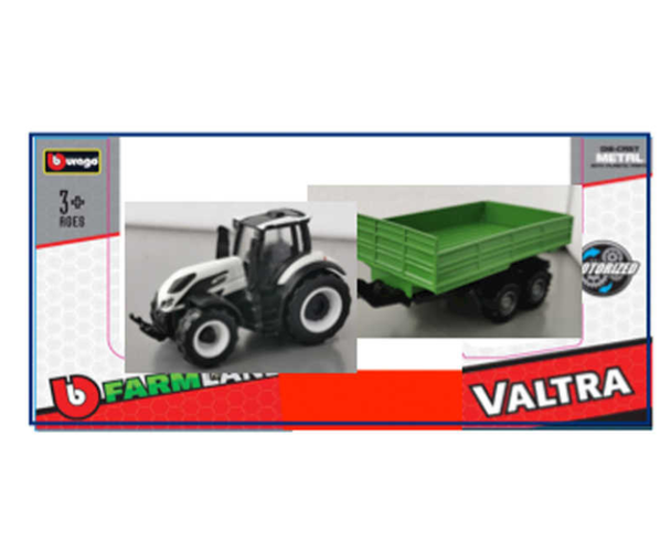 Bburago 10cm Valtra M2\q Tractor With Tipping Trailer B18-31676