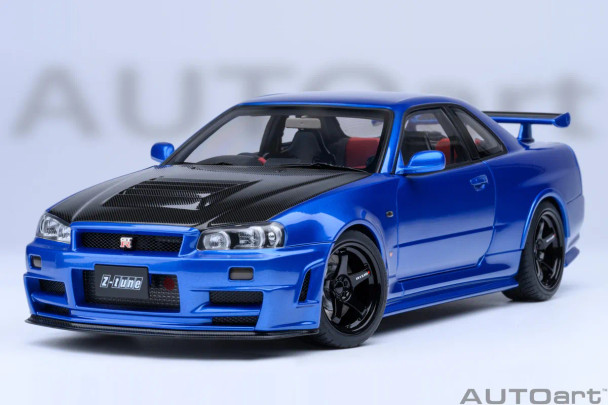 AutoArt Nismo Nissan Skyline GT-R (R34) Z-tune (Bayside Blue with Carbon bonnet) 1/18 77460