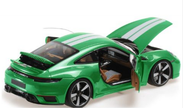 Minichamps Porsche 911 (992) Sport Classic 2022 Green Metallic w/Stripe 1/18 Scale Model Car 110 069204