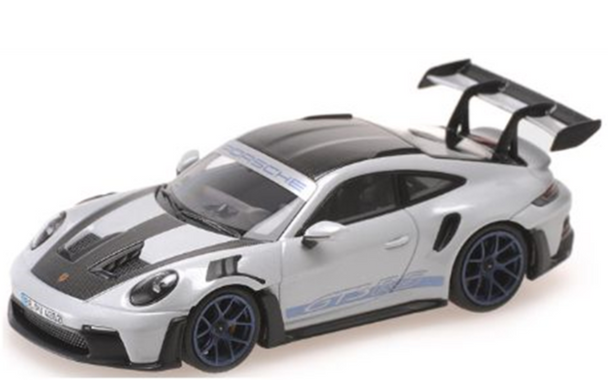 Minichamps Porsche 911 (992) GT3RS 2022 Grey Metallic w/Blue Wheels 1/43 Scale Model Car 410 062108