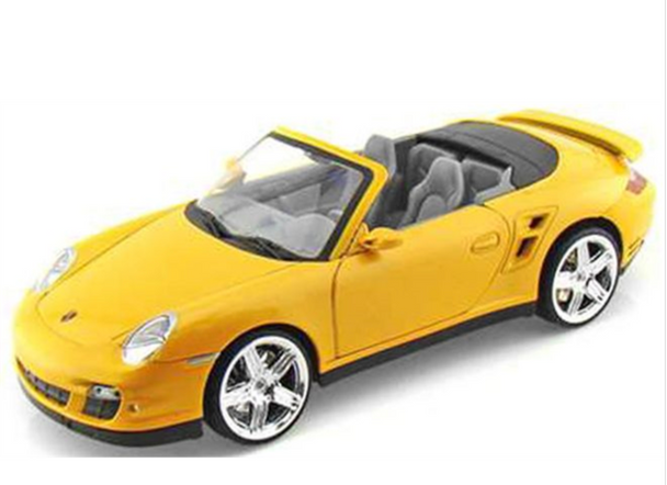 Motormax Porsche 911 Turbo Cabrio - Yellow 1/18 Scale Model Car 73183Y