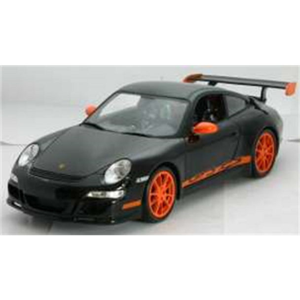 Welly Porsche 911 (997) GT3 RS Coupe Black (Orange Wheels) 1/18 Scale Model Car 18015K
