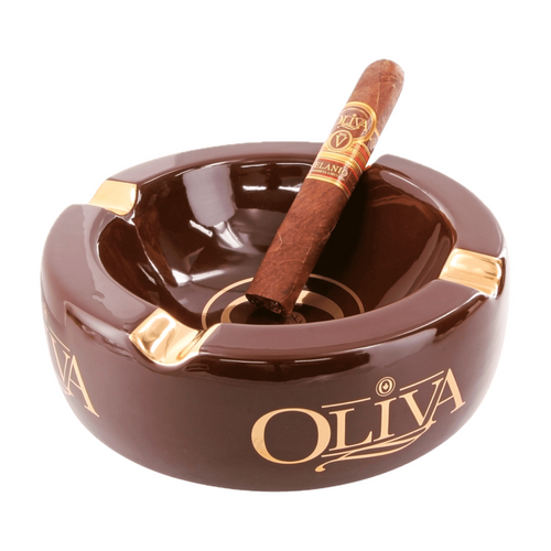 Oliva Brown & Gold 4 Cigar Ceramic Ashtray