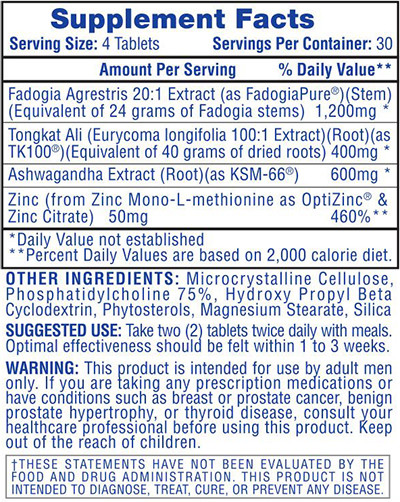 Testosterone 21 by Hi-Tech Pharmaceuticals - Supplement Facts