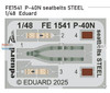 EDUFE1541 1:48 Eduard Color Zoom PE - P-40N Warhawk Seatbelts (EDU kit)