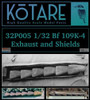 KOT32P005P 1:32 Kotare Bf109K-4 Exhaust & Shields (KOT kit)