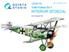 QTSQD48158 1:48 Quinta Studio Interior 3D Decal - Fokker Dr.1 (EDU kit)