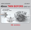 HSMU350005U 1:350 HS Models US Navy 40mm Twin Bofors (Early Version)