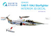 QTSQD48200 1:48 Quinta Studio Interior 3D Decal - F-104J Starfighter (KIN kit)