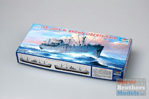 Trumpeter 1:700 Scale SS John W. Brown WWII Liberty Ship Model Kit - TRU05756