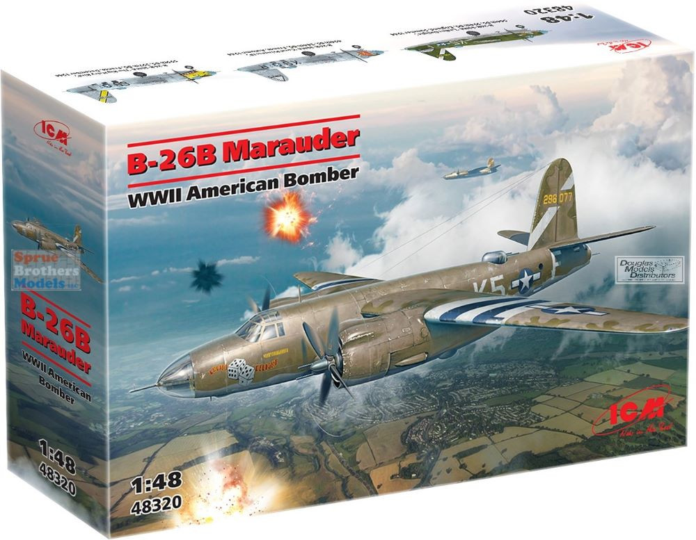 B2i フルセット ICM 1/48 scale Martin B-26B Marauder plastic model kit review
