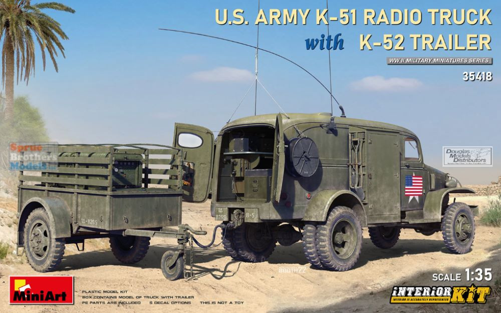 MIA35418 1:35 Miniart US Army K-51 Radio Truck with K-52 Trailer