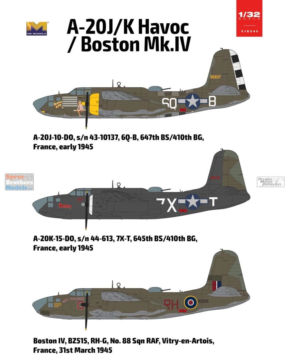 HKM01E40 1:32 HK Models A-20J A-20K Havoc / Boston IV - Sprue