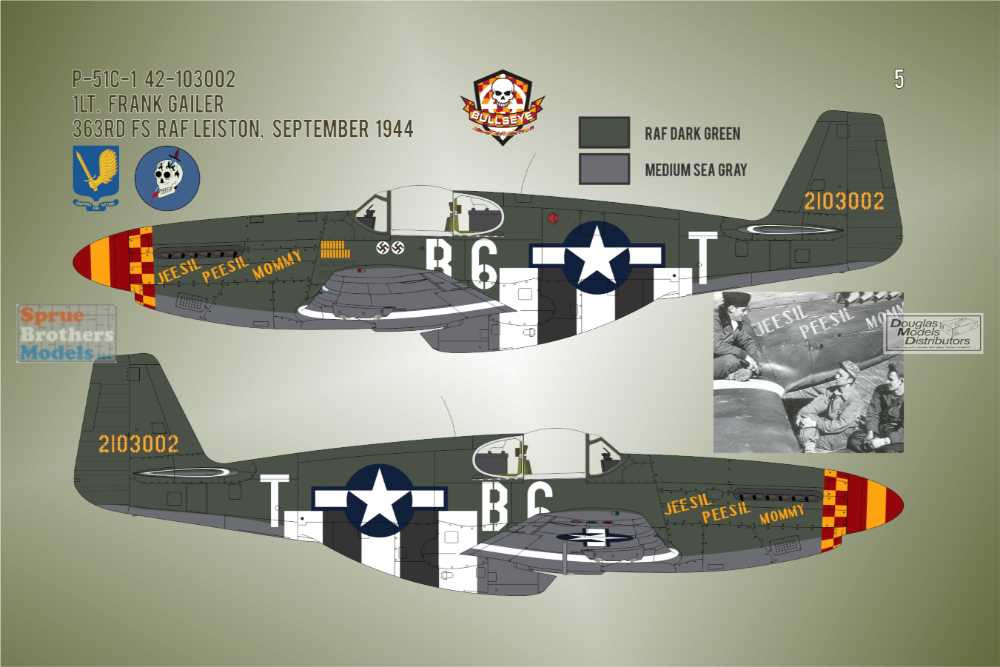BMA48035 1:48 Bullseye Model Aviation Decals - P-51B P-51C Mustang