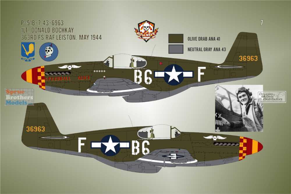 BMA48035 1:48 Bullseye Model Aviation Decals - P-51B P-51C Mustang
