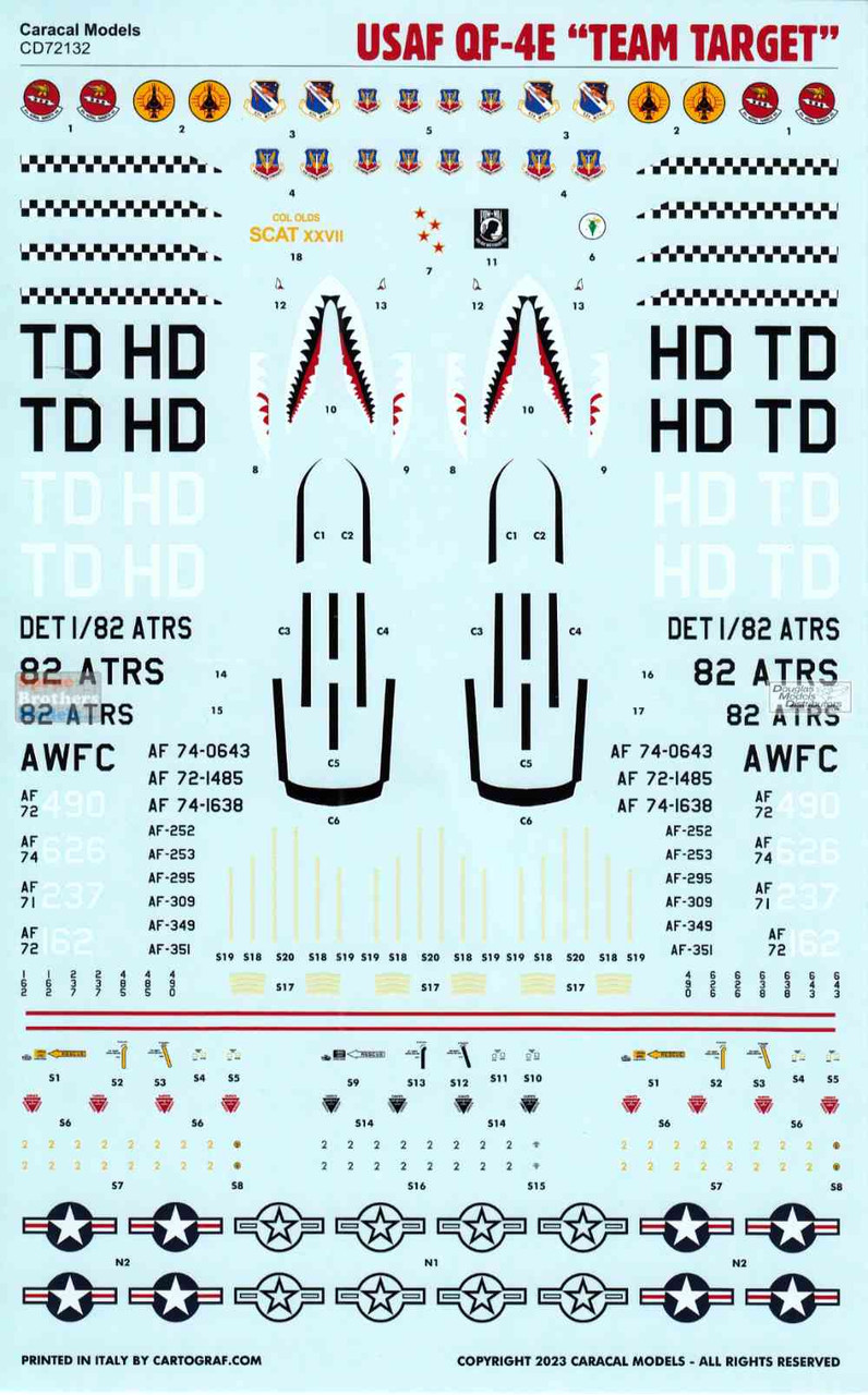 CARCD72132 1:72 Caracal Models Decals - QF-4E Phantom II 'Team